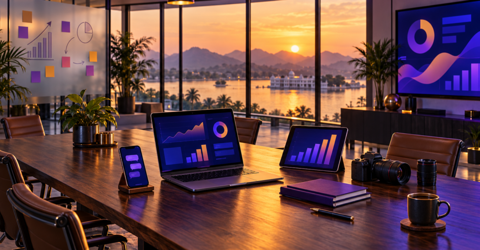 Sunset Lakeside Analytics Office